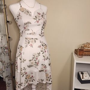 Womens XS White Floral Halter Dress | No Boundaries